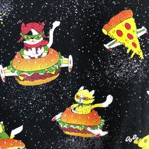 Mens L Black Hot Topic Flying Space Cats T Shirt